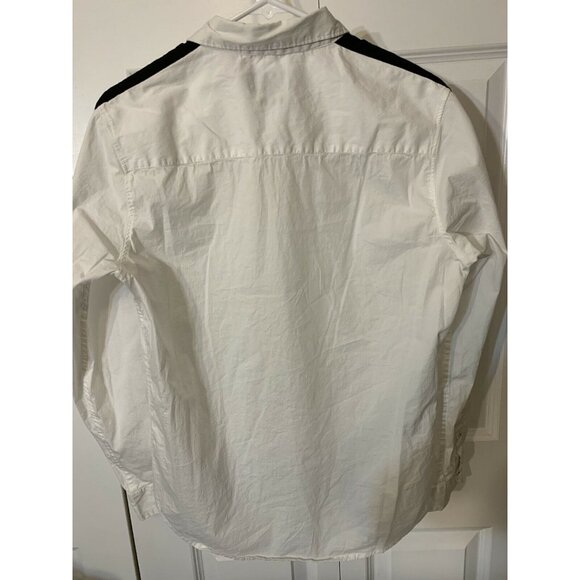 Michael Brandon Button Up Shirt Men Sz S White‎ Black Long Sleeve Stretch Casual - Picture 8 of 8